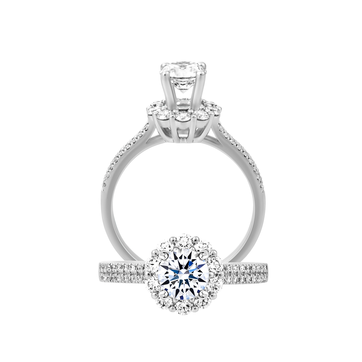 Ổ nhẫn nữ kim cương tấm vàng 14K Shining flower 5C