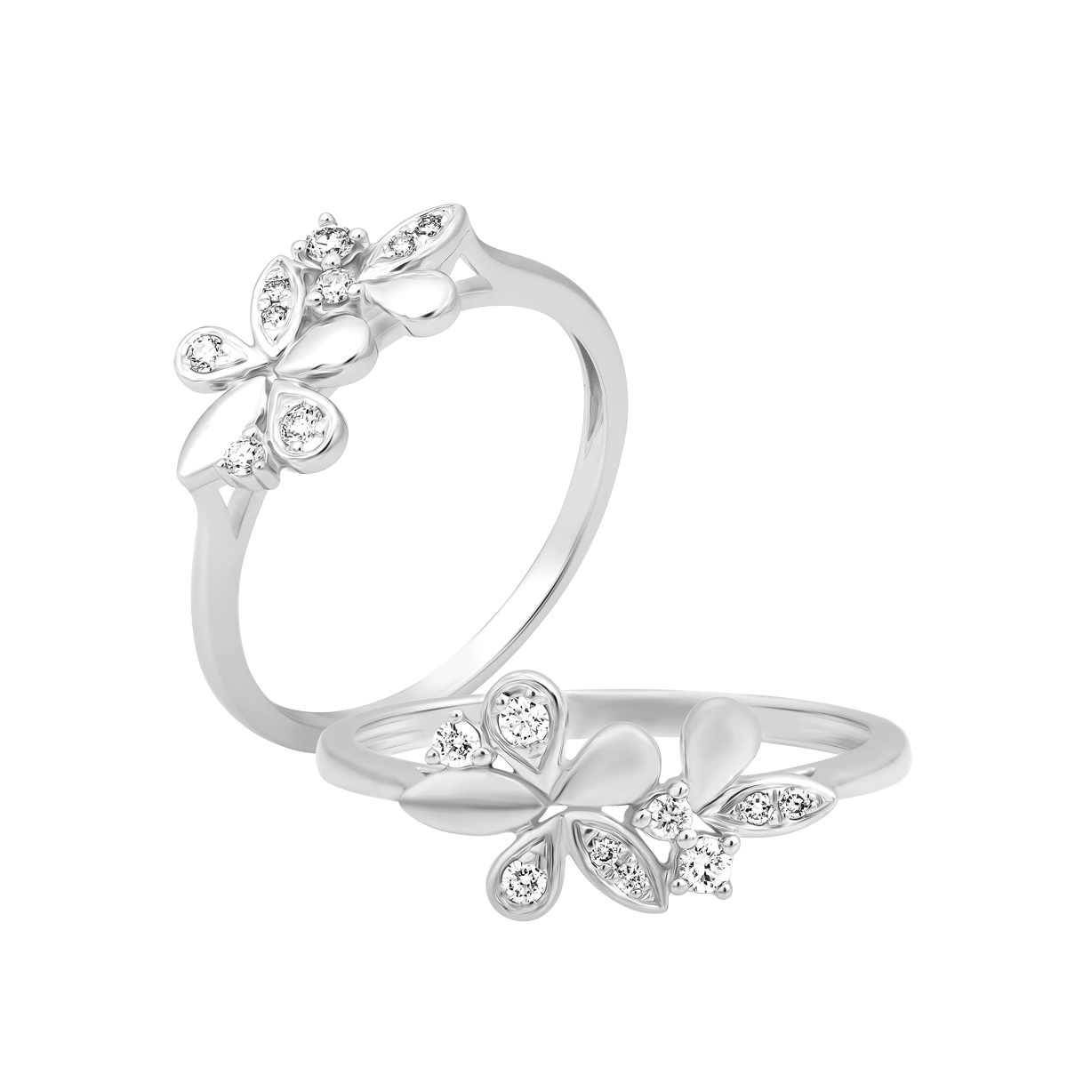 Nhẫn nữ kim cương viên vàng 14K Luckflower