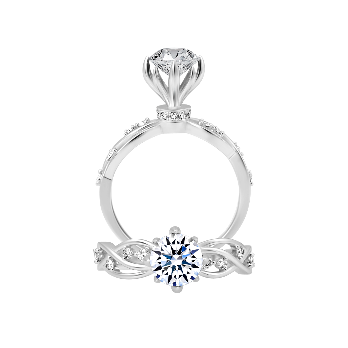 Nhẫn nữ kim cương tấm vàng 14K Carist 1CT