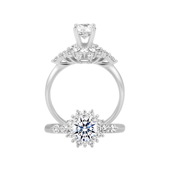 Ổ nhẫn nữ kim cương tấm vàng 14K Catherina 5C