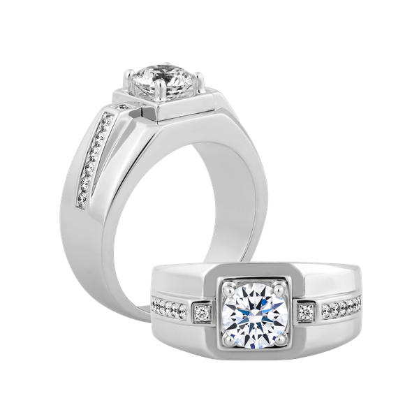 Nhẫn nam kim cương tấm vàng 14K Candid N 1.5CT W