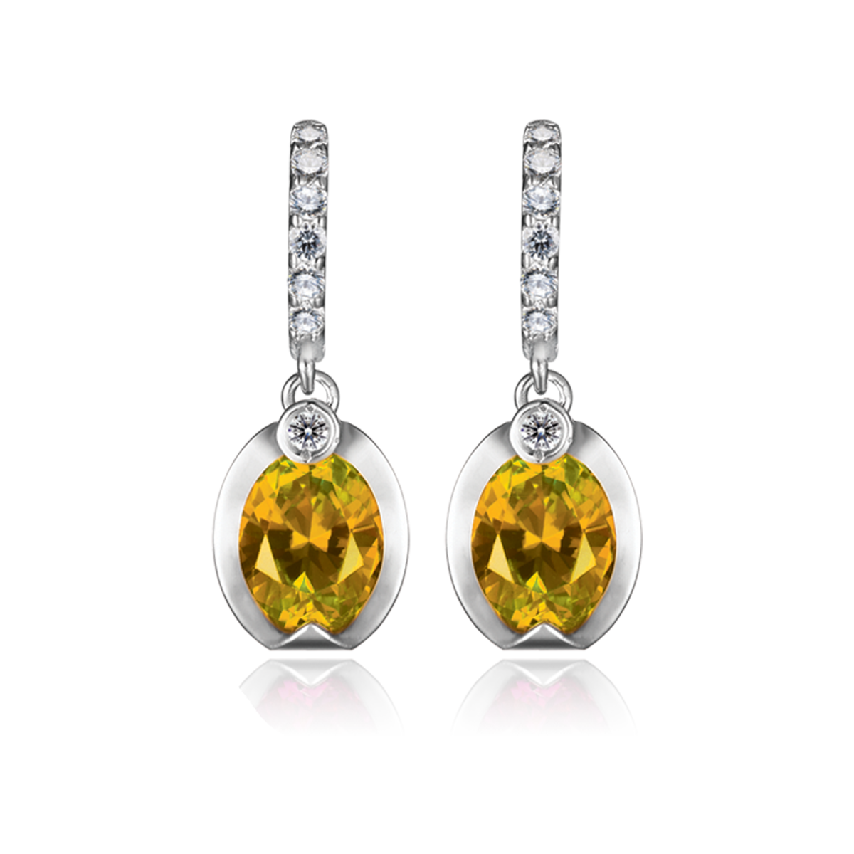 Hoa tai đính đá màu Citrine vàng 10K Lusita S.Cit GVER0042728