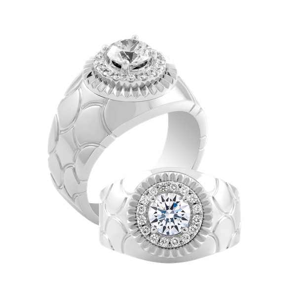 Nhẫn nam kim cương tấm vàng 14K Forbes 5C W