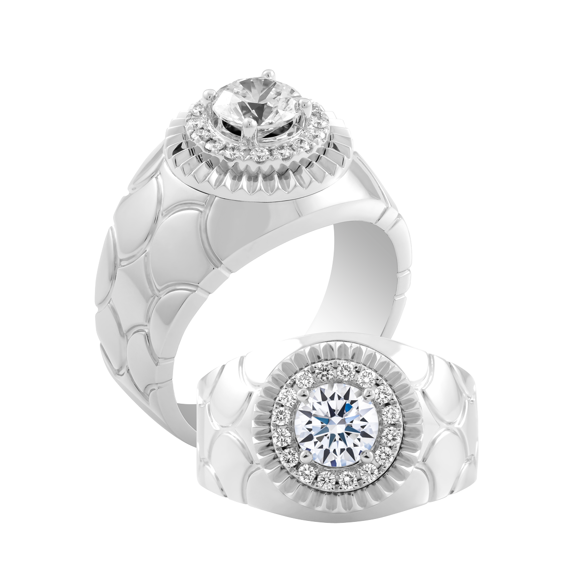 Nhẫn nam kim cương tấm vàng 14K Forbes 5C W