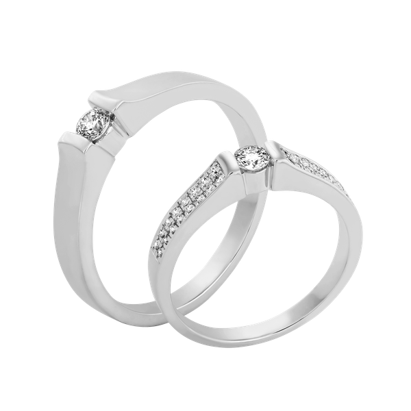 Nhẫn cưới nữ kim cương tấm vàng 14K Conjugal N3C F