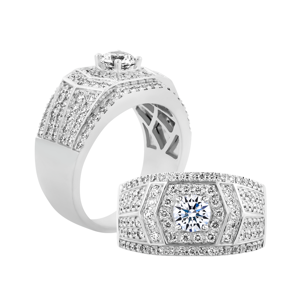 Nhẫn nam kim cương tấm vàng 14K Elmer 5C W