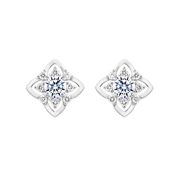 Hoa tai kim cương 8 Hearts & Arrows vàng 14K Nelly H&A 2C