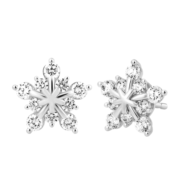 Hoa tai đính đá CZ vàng 10K Snowy 5p