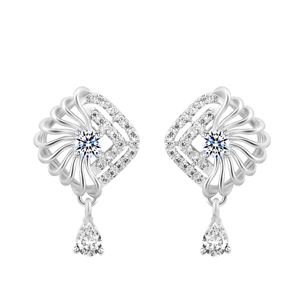 Hoa tai đính đá CZ vàng 10K Doki PE