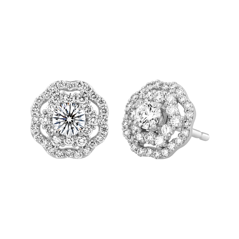 Hoa tai kim cương 8 Hearts & Arrows vàng 14K Baina N H&A 2C GVER0090988