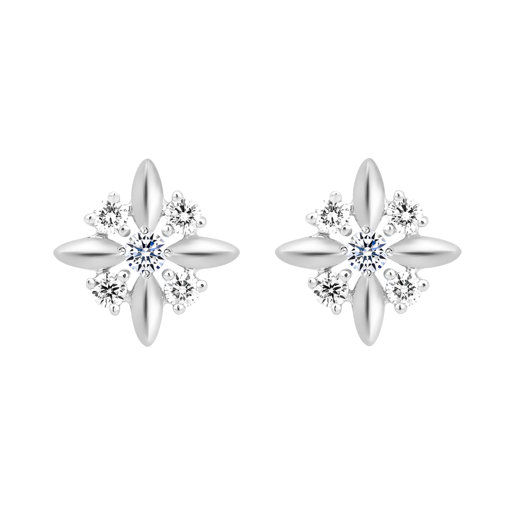 Hoa tai kim cương viên vàng 14K Propitious A TD