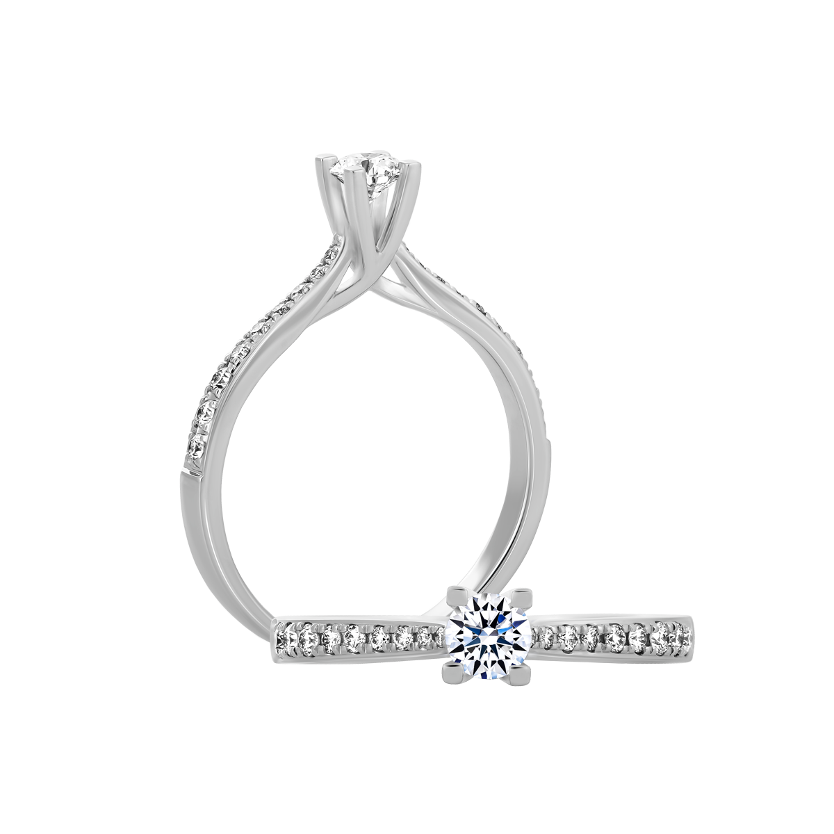 Nhẫn nữ kim cương 8 Hearts & Arrows vàng 14K Expensive H&A 2C