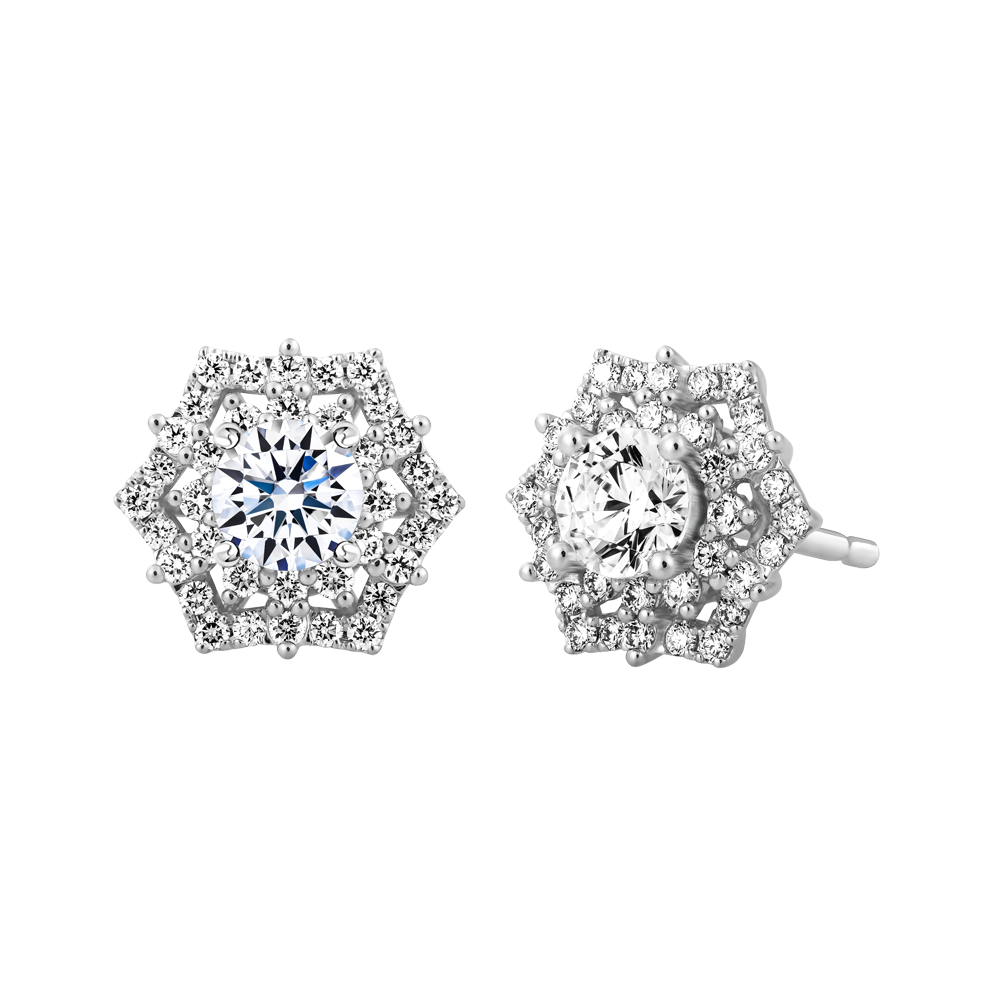 Hoa tai kim cương tấm vàng 14K Elvira 3C