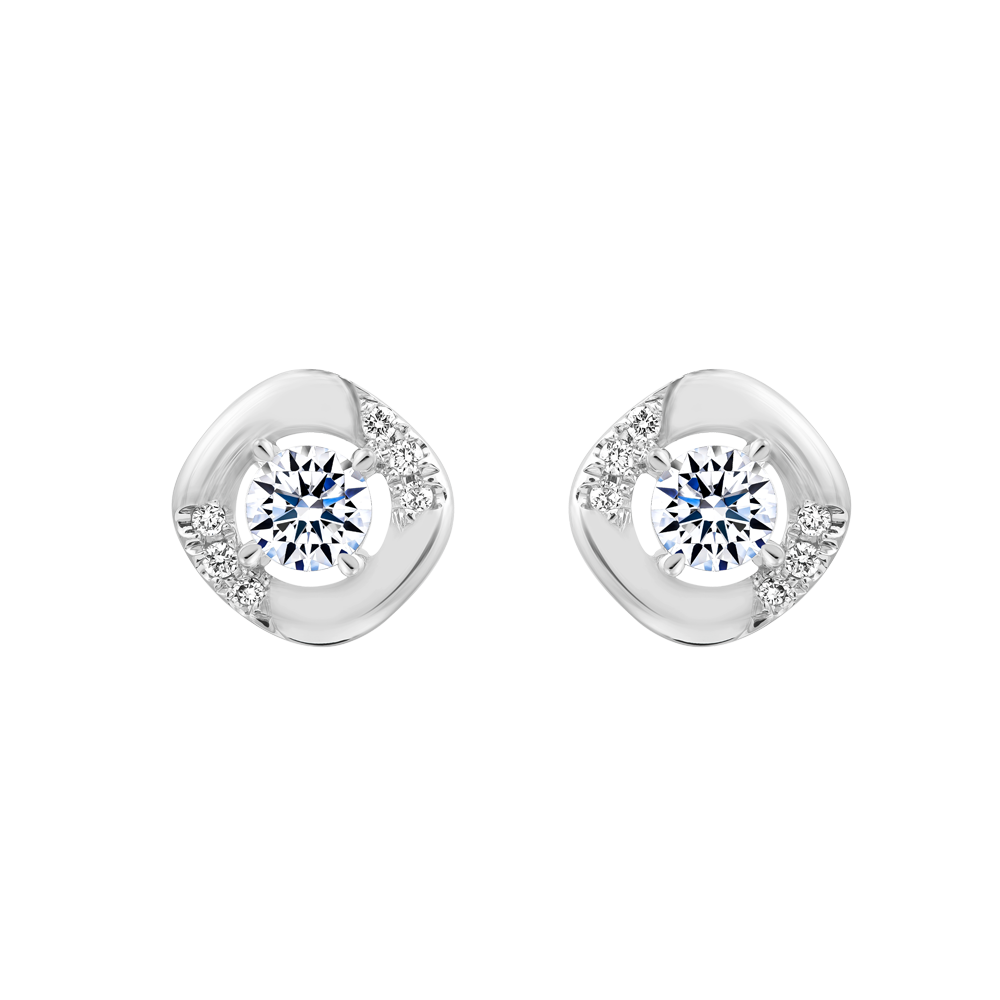 Hoa tai kim cương 8 Hearts & Arrows vàng 14K Hasinal H&A 2C