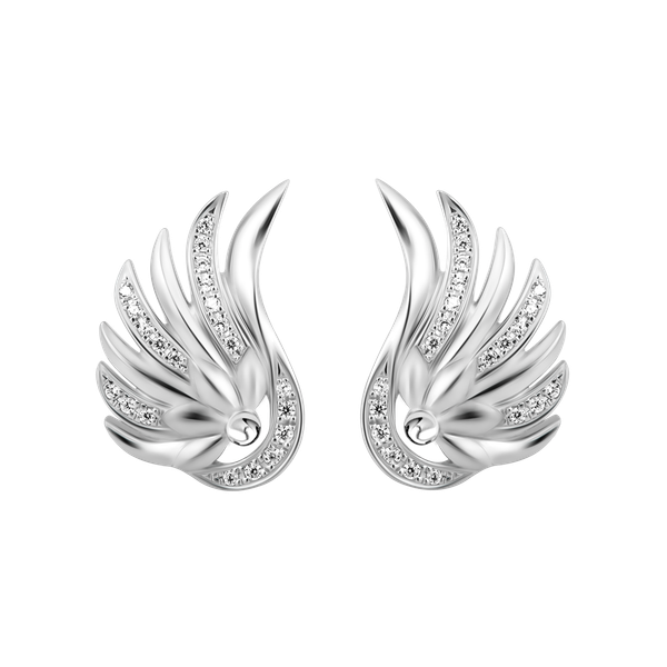 Hoa tai kim cương viên vàng 14K Eagle