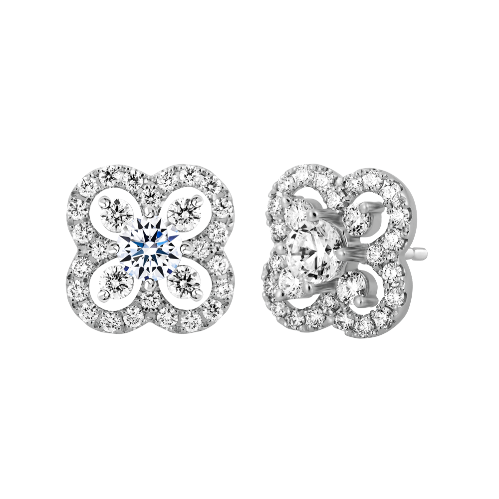 Hoa tai kim cương tấm vàng 14K Cherishing 3C