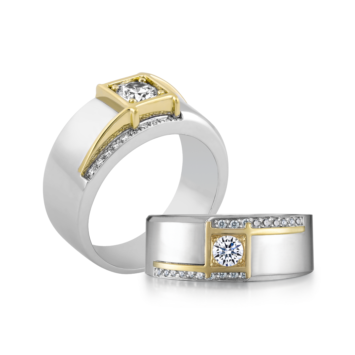 Nhẫn nam kim cương tấm vàng 14K Fedele 3C WY