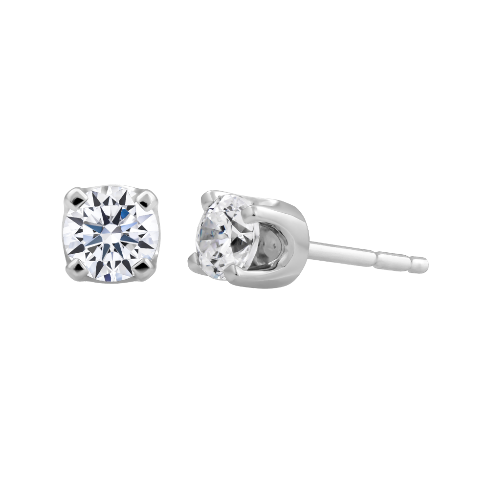 Hoa tai kim cương viên vàng 14K Classic GIA 3C