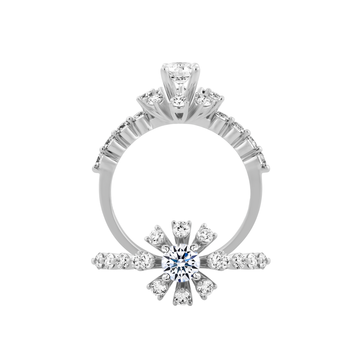Ổ nhẫn nữ kim cương tấm vàng 14K Clitus 3C