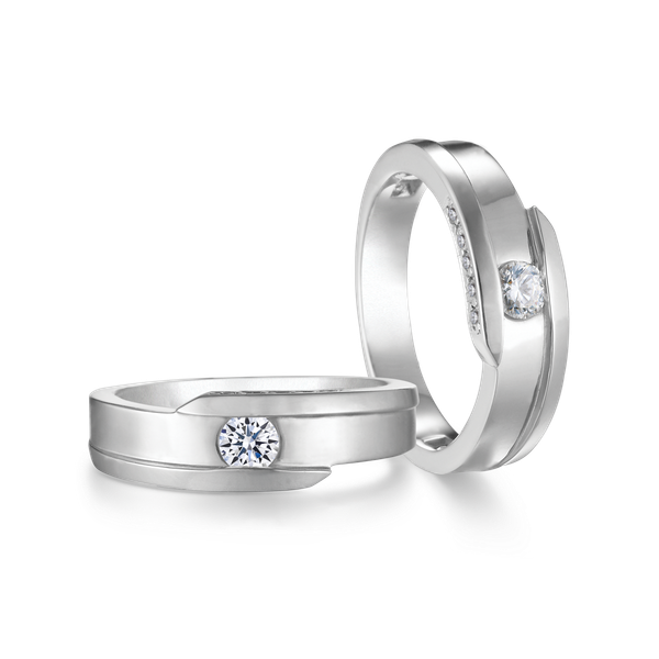 Nhẫn cưới nữ kim cương tấm vàng 14K Danky 2C F