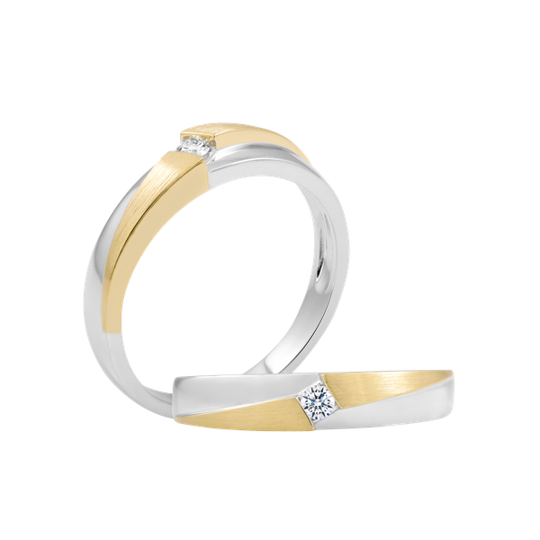 Nhẫn cưới nam kim cương vàng 14K Eritha 5p M