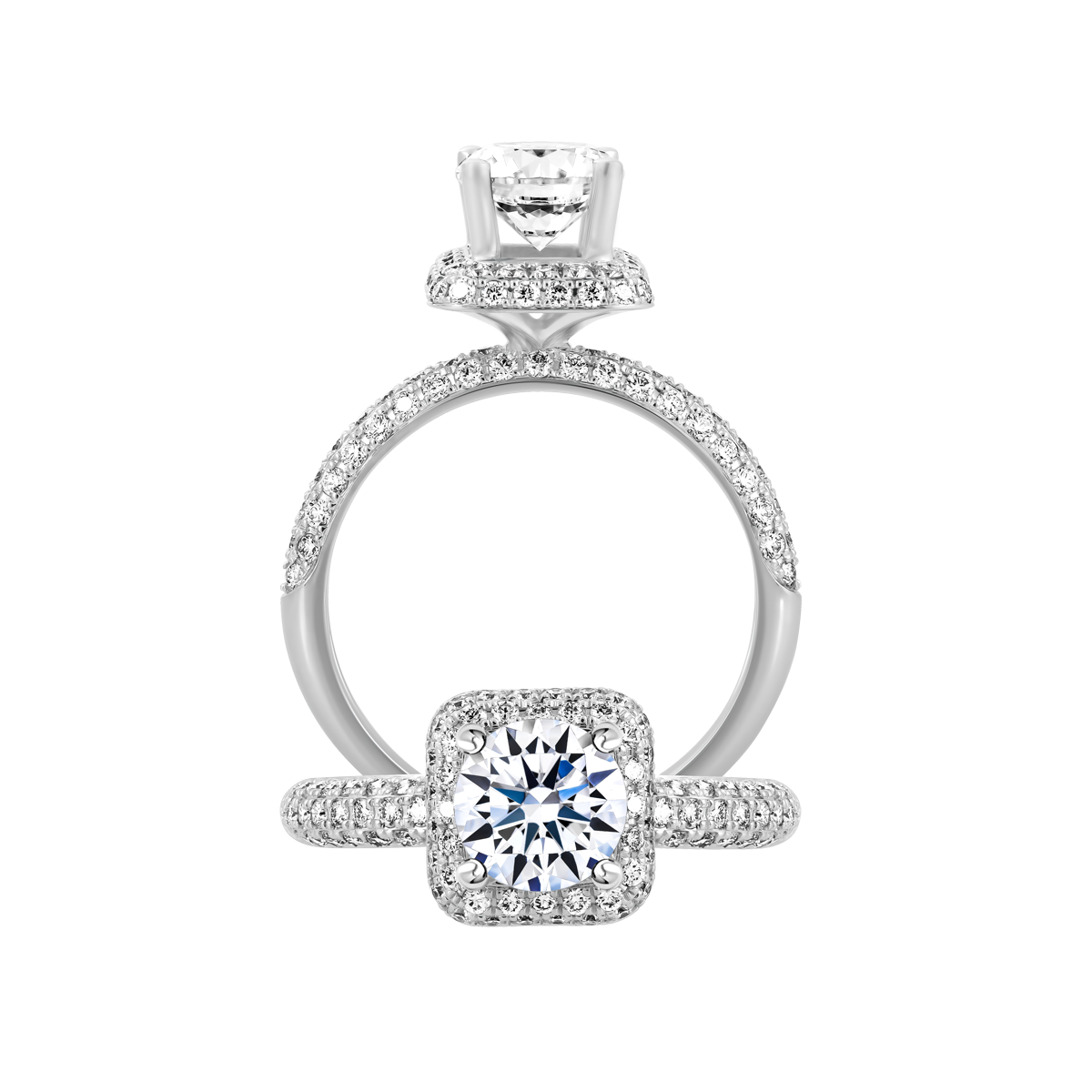 Ổ nhẫn nữ kim cương tấm vàng 14K Belicia N 1CT