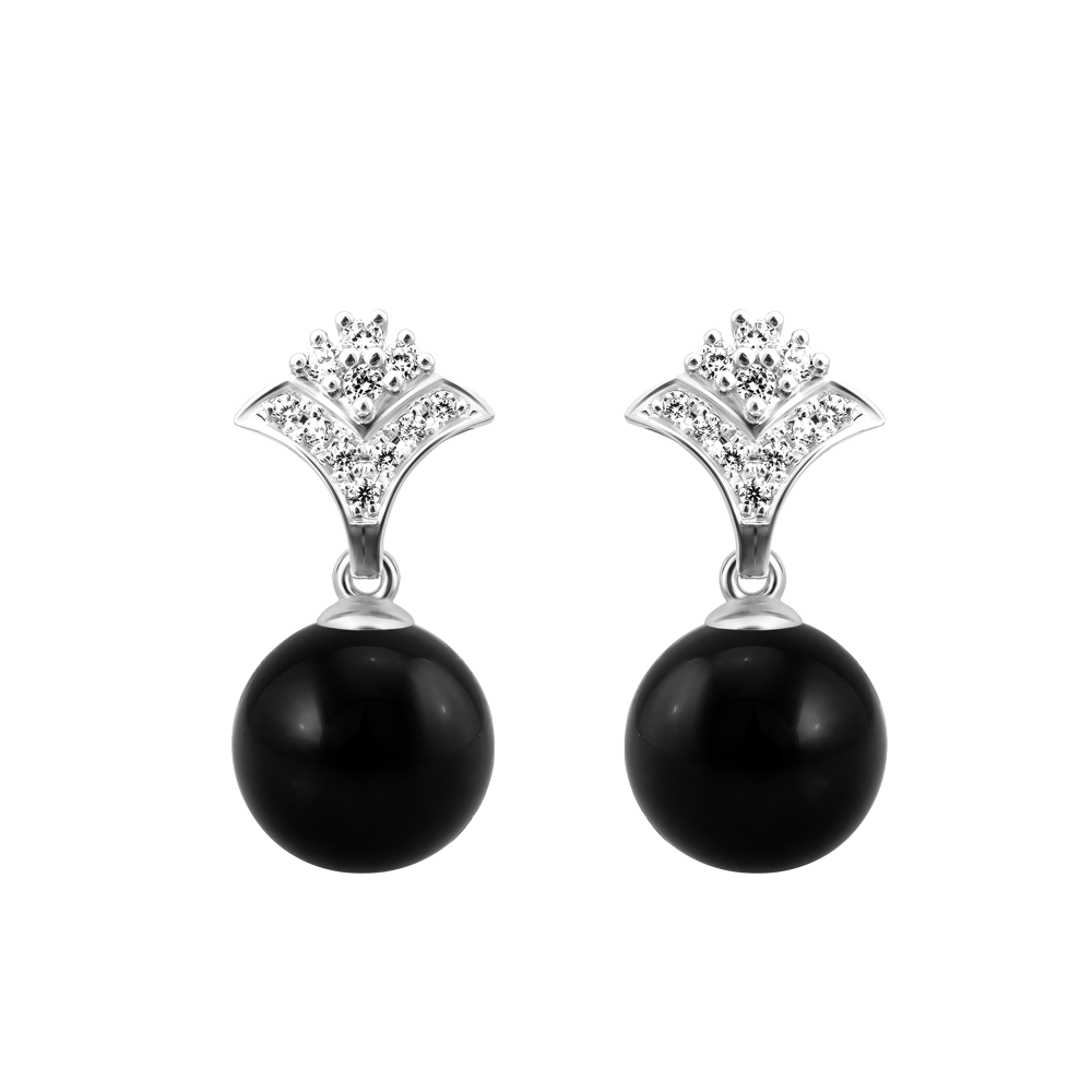 Hoa tai đính đá Onyx vàng 10K Luxus N Ony