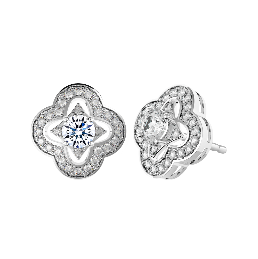 Hoa tai đính đá CZ vàng 10K Delighting 5C