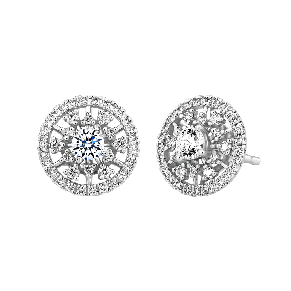 Hoa tai kim cương 8 Hearts & Arrows vàng 14K Claretta H&A 2C GVER0091868