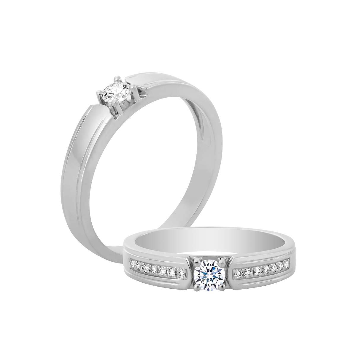 Nhẫn cưới nam kim cương vàng 14K Beloved 10p ST M