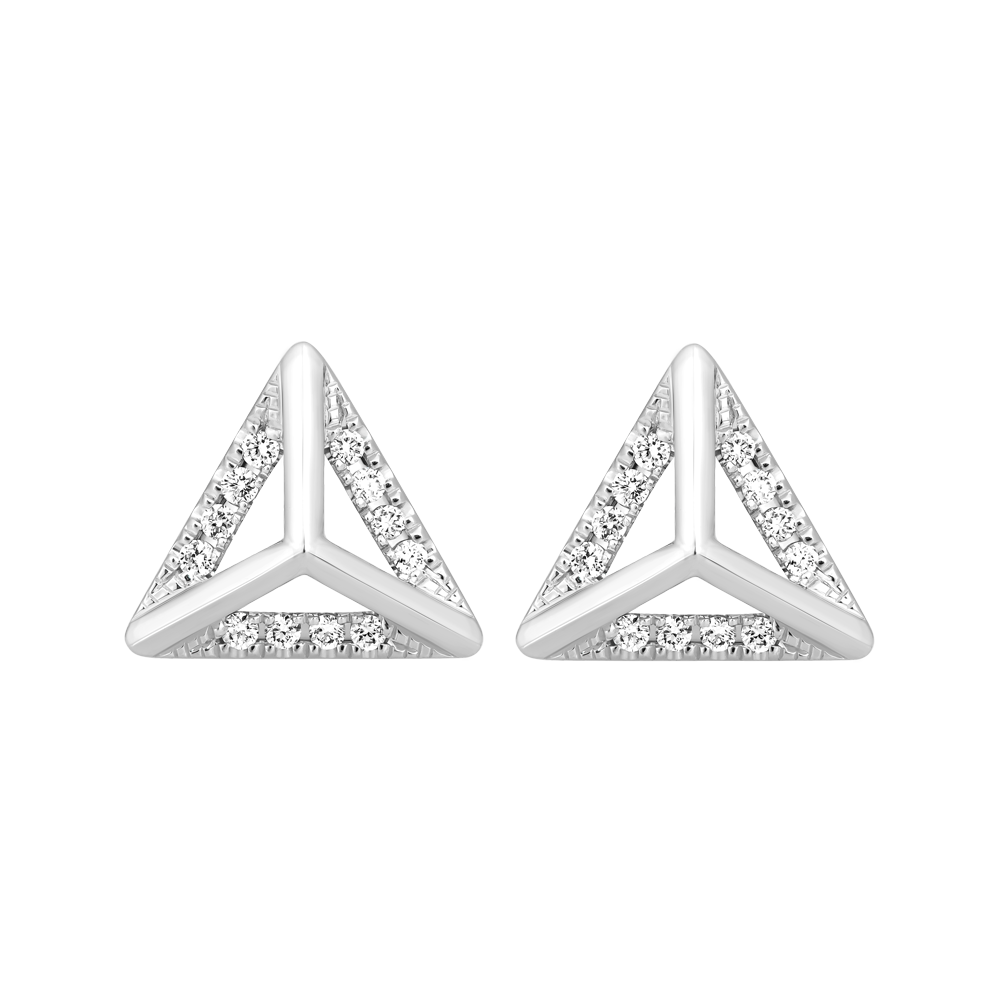 Hoa tai kim cương viên vàng 14K Peaking V1