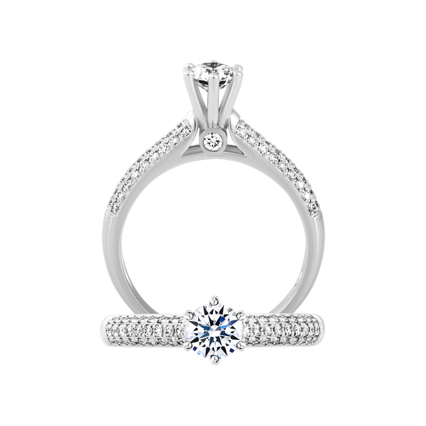 Nhẫn nữ kim cương 8 Hearts & Arrows vàng 14K Wonder N H&A 3C