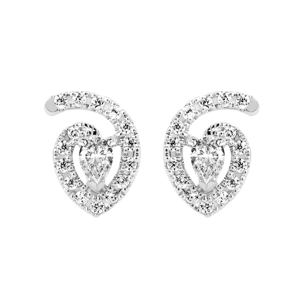 Hoa tai đính đá CZ vàng 18K Snaily