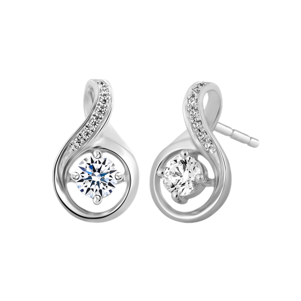 Hoa tai đính đá CZ vàng 10K Sundrop 2C