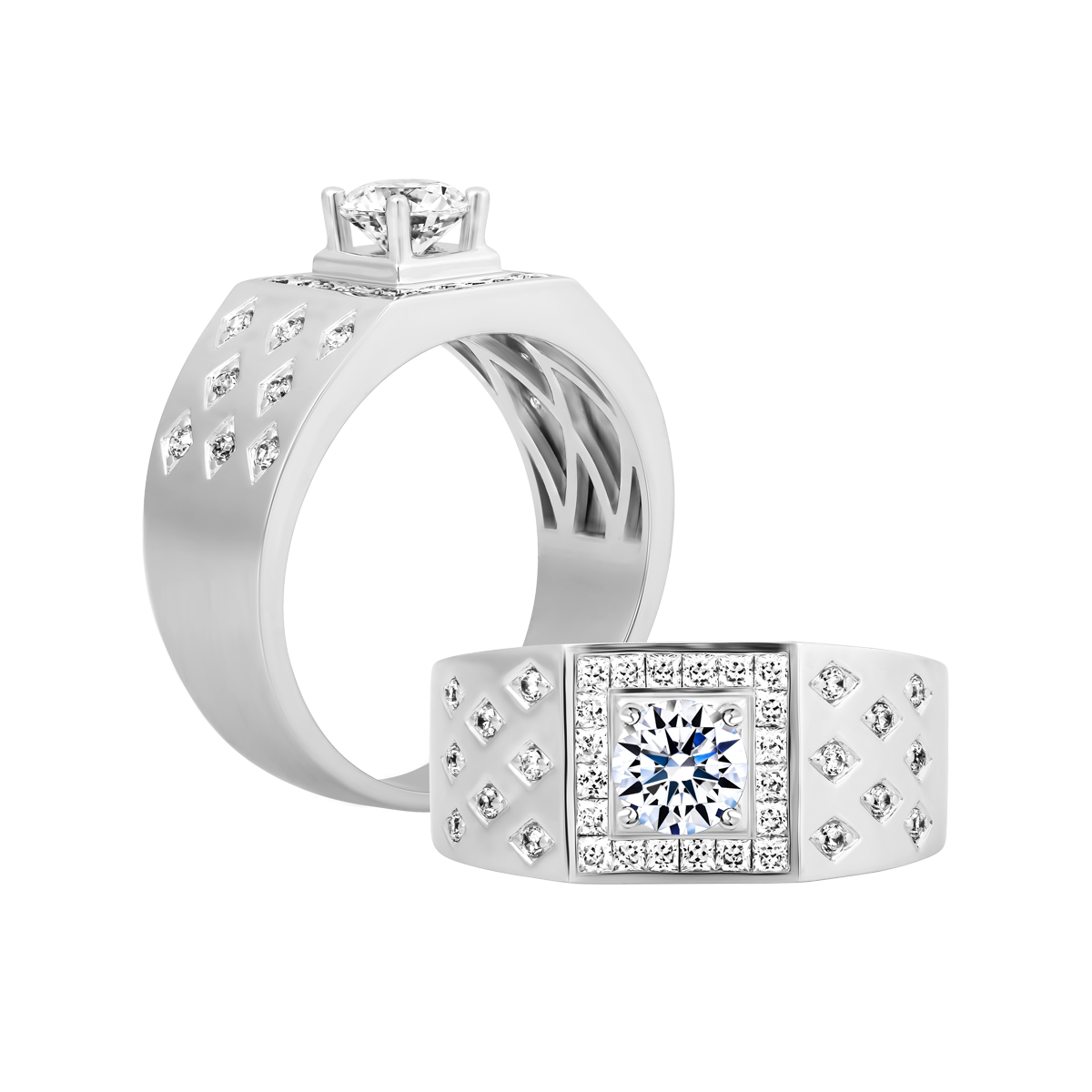 Nhẫn nam đính đá CZ vàng 10K Trevita 5C W