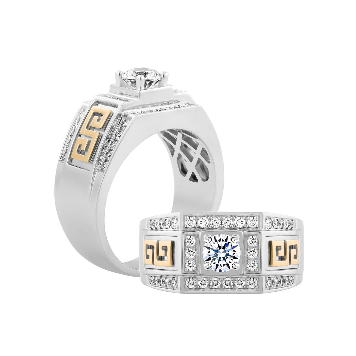 Nhẫn nam kim cương tấm vàng 14K Melarea 1CT WY
