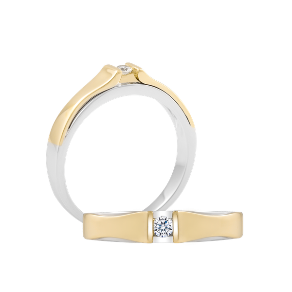 Nhẫn cưới nam kim cương vàng 14K Coralee 5p M