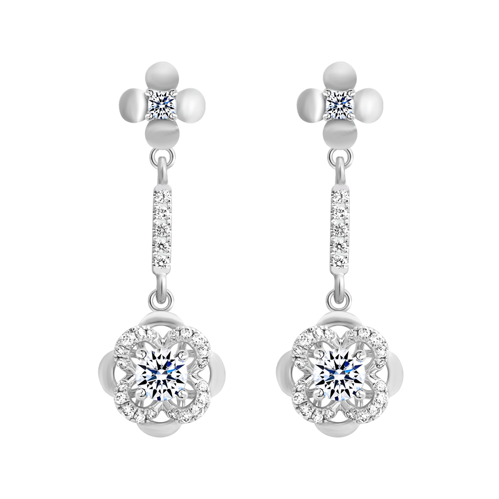 Hoa tai kim cương 8 Hearts & Arrows vàng 14K Wendy L H&A 2C GVER0109369