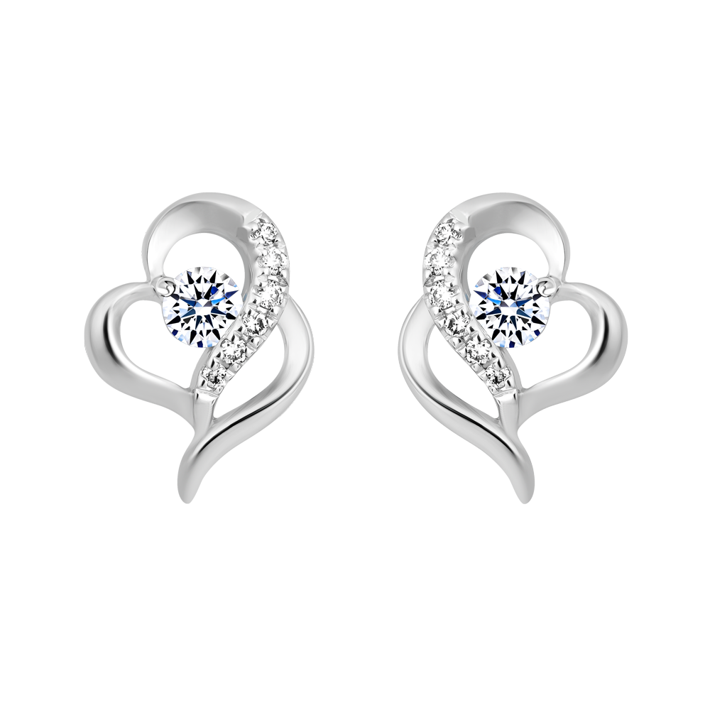 Hoa tai kim cương viên vàng 14K Glinting Heart