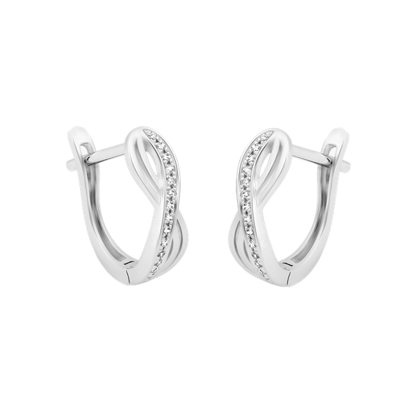 Hoa tai đính đá CZ vàng 18K Infinity