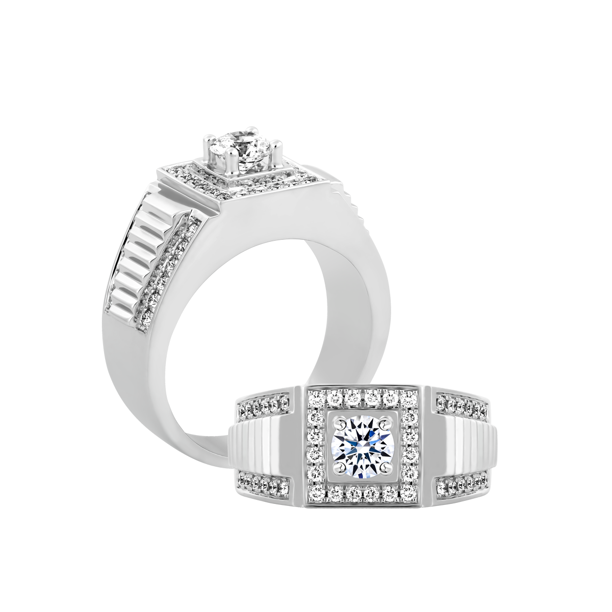 Nhẫn nam kim cương tấm vàng 14K Ralphnize 1CT W