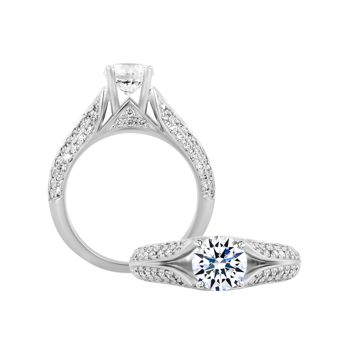 Ổ nhẫn nữ kim cương tấm vàng 14K Harlow N 1CT