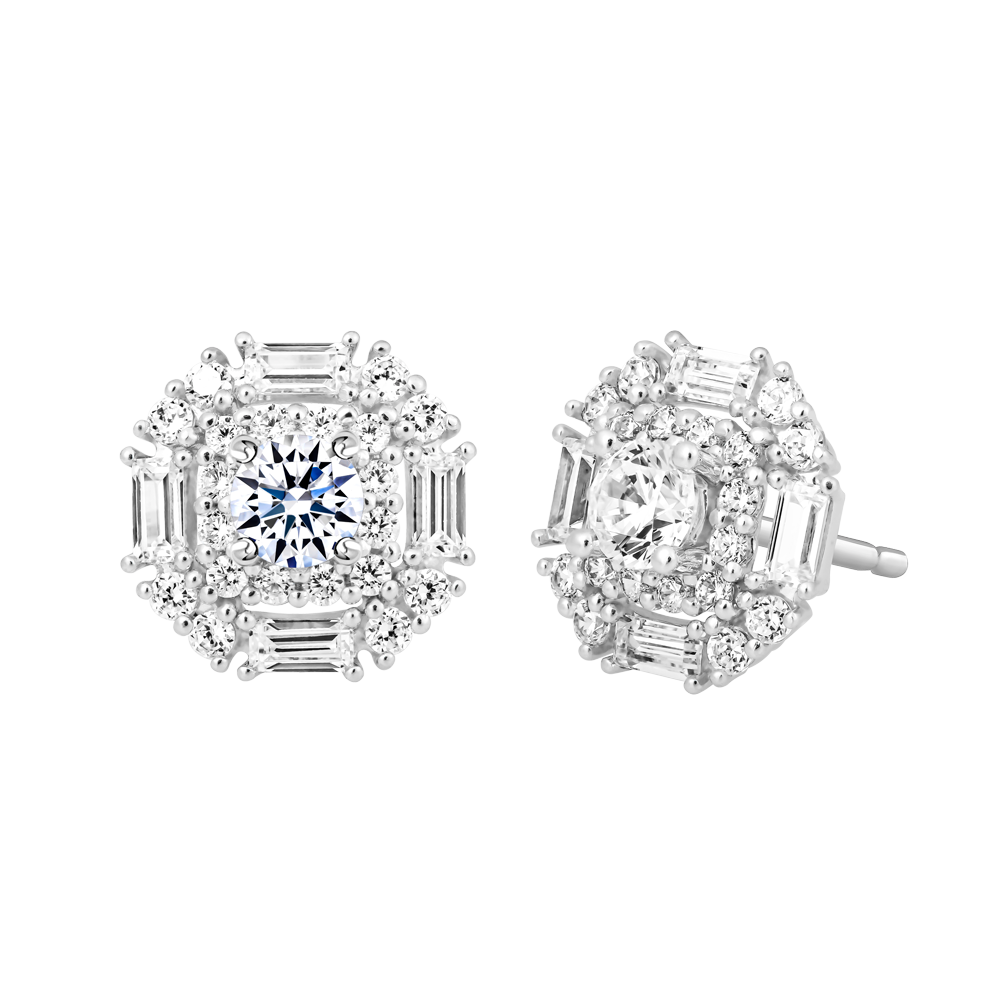 Hoa tai đính đá CZ vàng 14K Creative 2C