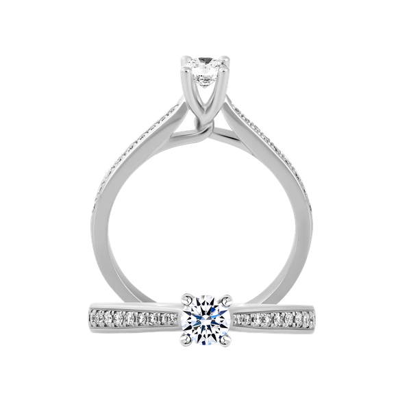 Nhẫn nữ kim cương 8 Hearts & Arrows vàng 14K Flexibility H&A 2C