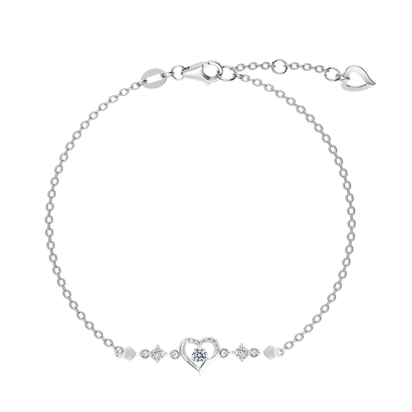 Dây tay kim cương vàng 14K Nicy Heart 10p