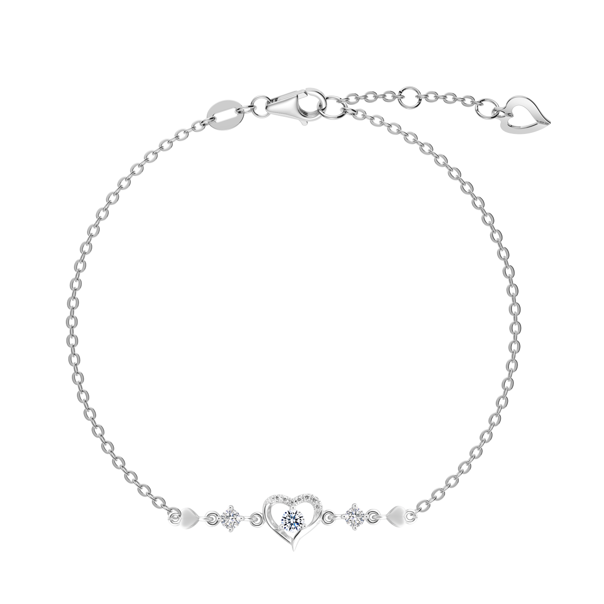 Dây tay kim cương vàng 14K Nicy Heart 10p