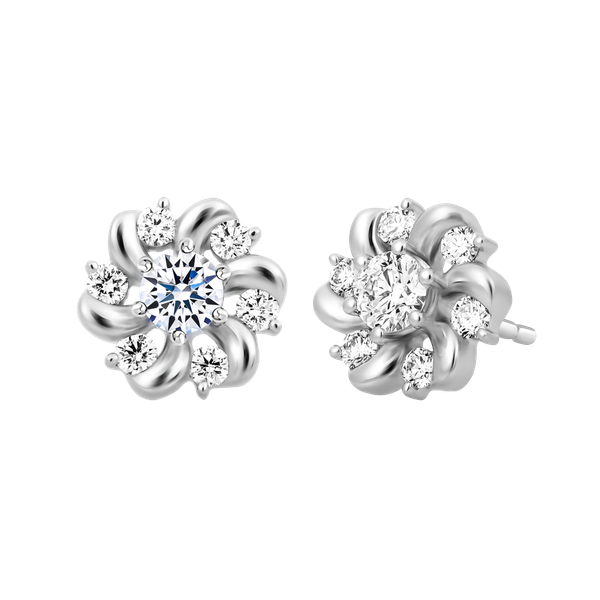 Hoa tai kim cương 8 Hearts & Arrows vàng 14K Miki H&A 2C GVER0092963