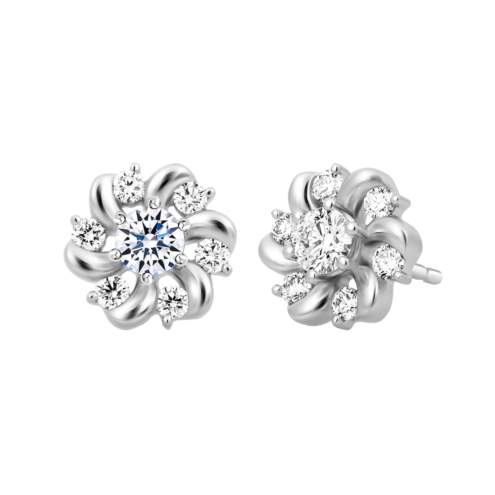 Hoa tai kim cương 8 Hearts & Arrows vàng 14K Miki H&A 2C GVER0092963