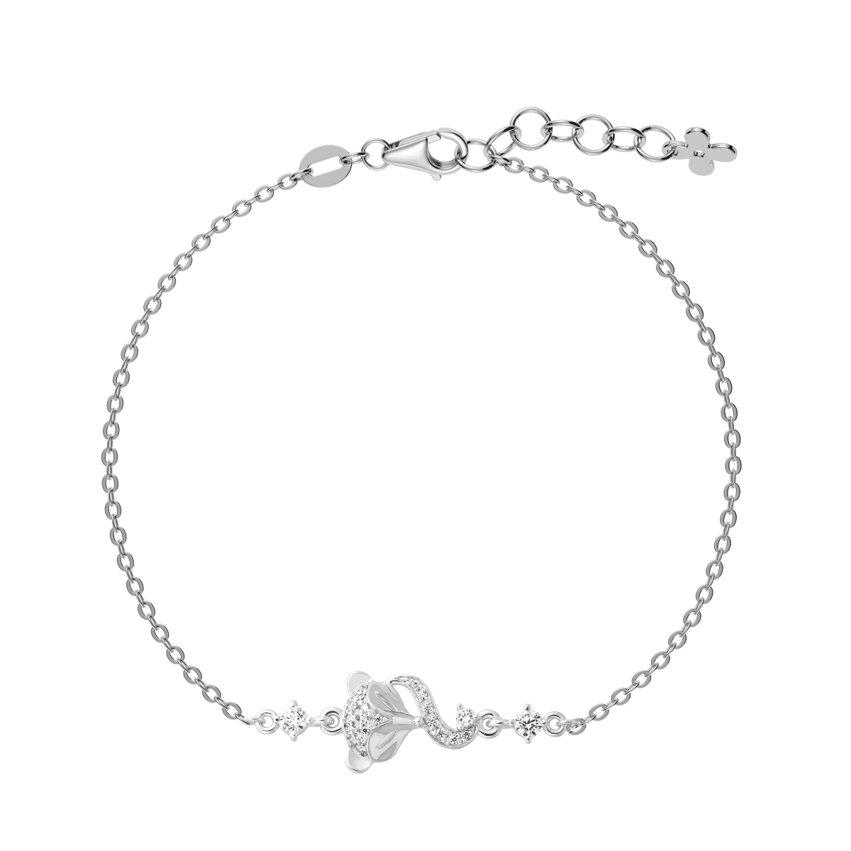 Dây tay đính đá CZ vàng 14K Foxes