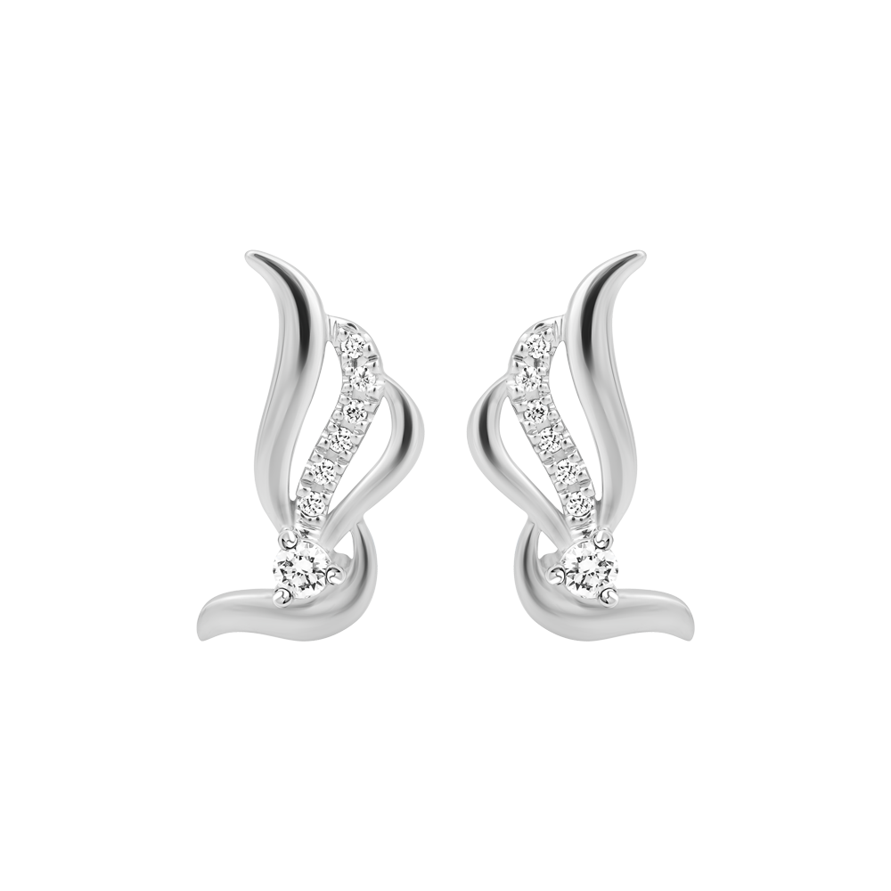 Hoa tai kim cương viên vàng 14K Affix